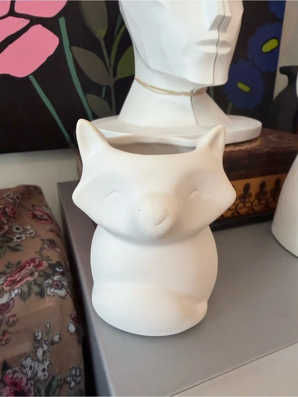 White Ceramic Fox Planter Succulent Pot Woodland Animal Decor